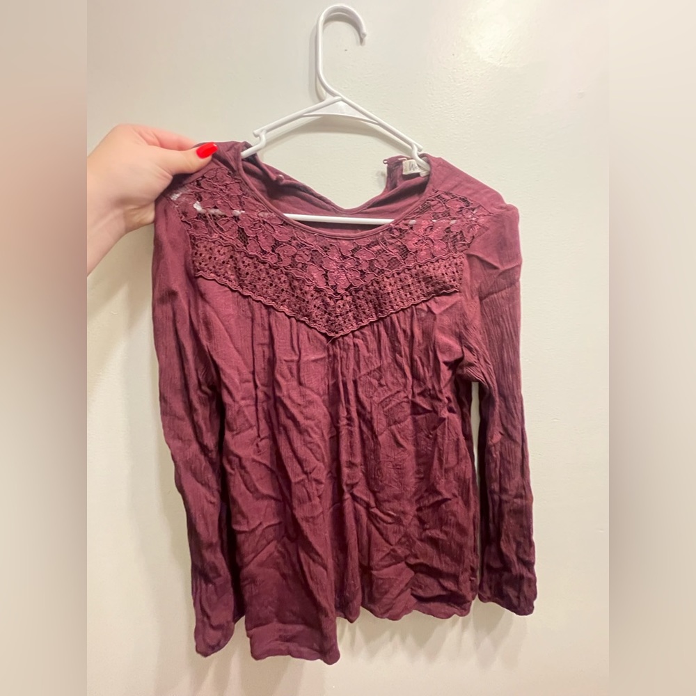 red long sleeve blouse size medium